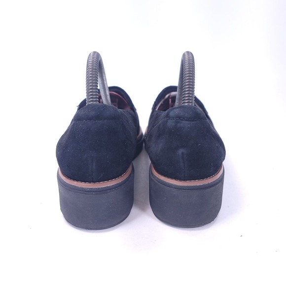 Clarks Sharon Tori Loafers Shoes 8 M Black Wedge Slip On Leather Suede - Picture 6 of 11